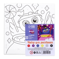 Картина по номерам на хеллоуин для детей &laquo;Сова-колдунья&raquo;, 15 х 15 см