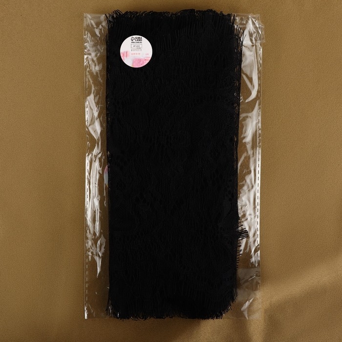 Кружево реснички, 215 мм &times; 3 &plusmn; 0,5 м, цвет чёрный