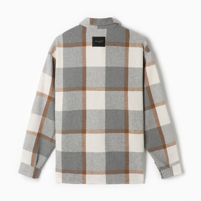 Рубашка мужская в клетку MIST, размер 56, серый