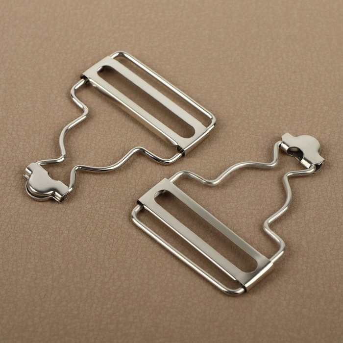 Застёжки для комбинезона, с кнопками, 38 мм, 10 шт, цвет серебряный