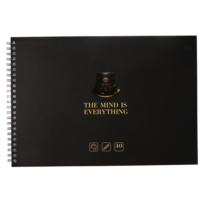 Альбом для рисования А4, 40 листов на гребне "Стимпанк", обложка мелованный картон, матовая ламинация, выборочный лак, блок 100 г/м2, МИКС