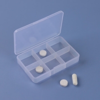 Таблетница, 9 &times; 6 &times; 2 см, 6 секций, цвет белый