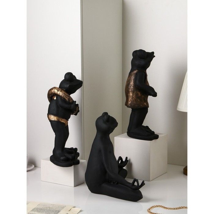 Набор фигур &laquo;Лягушки&raquo;, полистоун, 38 см, цвет чёрно-золотой