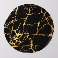 Салфетка сервировочная на стол &laquo;Мрамор&raquo;, d=38 см, цвет чёрный