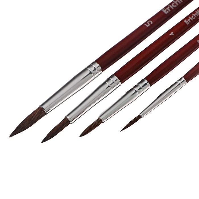 Набор кистей пони 4 штуки, ErichKrause "JollyFriends" для акварели и гуаши, в блистере