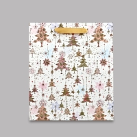 Пакет подарочный новогодний ламинированный &laquo;Ёлочки&raquo;, M 30 х 26 х 9 см