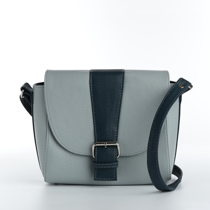 Сумка-мессенджер на клапане, цвет голубой