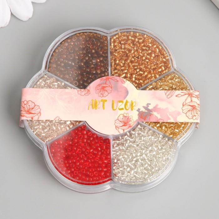 Бисер стекло 12/0 в цветке Бисер стекло 12/0 в цветке "Огонь" цветной прозрачный 7 цветов х 8 гр 8,2х8,2х2 см