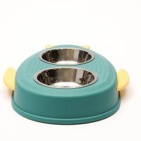Миска металлическая двойная на пластиковом основании 2 х 160 мл, 35 х 23,5 х 5 см, зелёная Миска металлическая двойная на пластиковом основании 2 х 160 мл, 35 х 23,5 х 5 см, зелёная