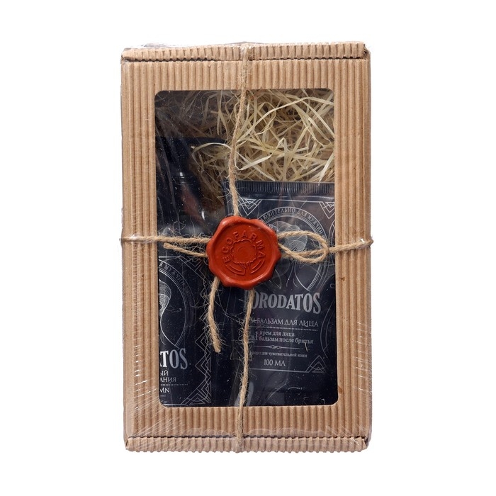 Подарочный набор Borodatos: Гель для умывания, 190 мл + Крем-бальзам для лица 2в1, 100 мл