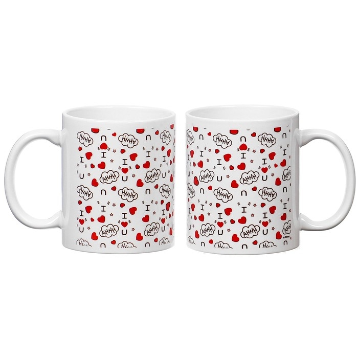 Набор парных кружек, 320 мл "Сердечки", Микки и друзья