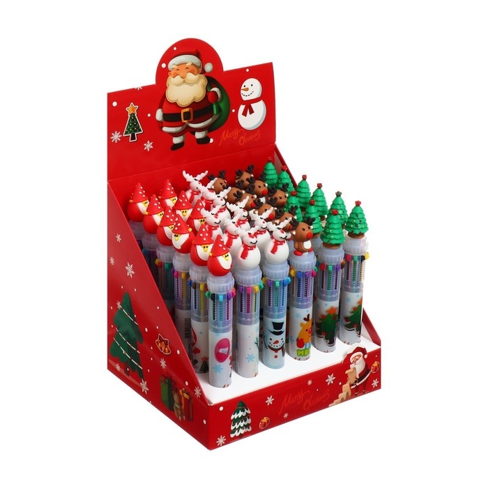 Новый год. Ручка шариковая автоматическая Calligrata, 10 цветов, МИКС Новый год. Ручка шариковая автоматическая Calligrata, 10 цветов, МИКС