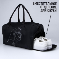 Сумка женская спортивная One line на молнии, отдел из ПВХ, отдел для обуви, наружный карман, цвет чёрный Сумка женская спортивная One line на молнии, отдел из ПВХ, отдел для обуви, наружный карман, цвет чёрный
