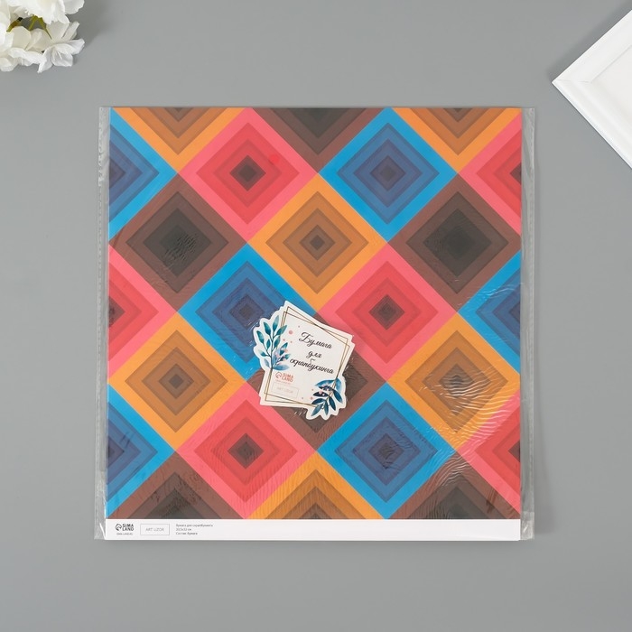 Бумага для скрапбукинга "Ромбы" плотность 180 гр набор 5 шт 30,5х32 см