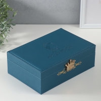 Шкатулка кожзам для украшений "Царица" синяя 18х27х9 см Шкатулка кожзам для украшений "Царица" синяя 18х27х9 см