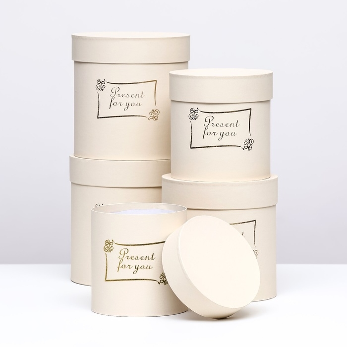 Набор шляпных коробок 5 в1 Набор шляпных коробок 5 в1 "Нежность", 20 х 20 - 15 х 15 см