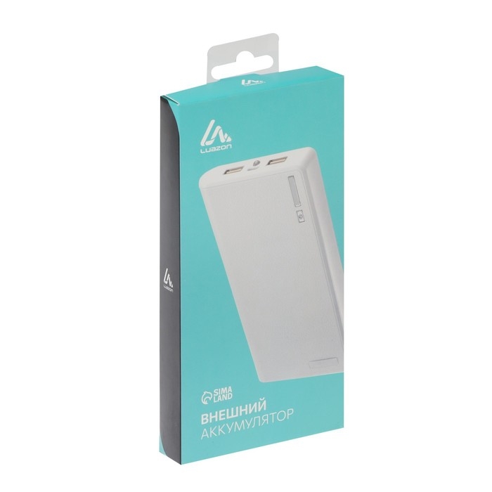 Внешний аккумулятор LuazON PB-01, 7200 мАч, 2 USB, 1/2.1 А, фонарик, чёрный