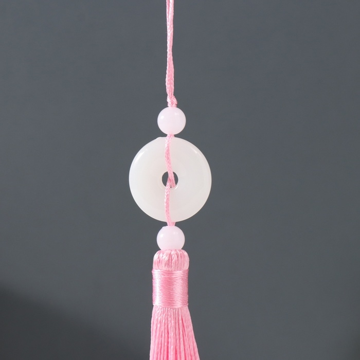 Подвеска текстиль, пластик Подвеска текстиль, пластик "Нефритовый кулон" розовая 1х2,5х12,5 см