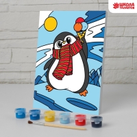 Картина по номерам на холсте с подрамником на новый год &laquo;Пингвин&raquo;, 21 х 15 см