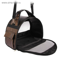 Сумка - переноска для животных, полукруглая, искусственная кожа, 40 х 20 х 27 см, коричневая Сумка - переноска для животных, полукруглая, искусственная кожа, 40 х 20 х 27 см, коричневая