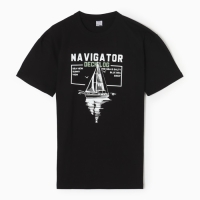 Футболка мужская с принтом, цвет чёрный, размер 48 Футболка мужская с принтом, цвет чёрный, размер 48