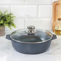 Жаровня «Гранит», 3 л, d=26 см, h=8 см, антипригарное покрытие, стеклянная крышка, цвет серый Жаровня «Гранит», 3 л, d=26 см, h=8 см, антипригарное покрытие, стеклянная крышка, цвет серый