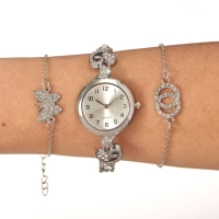 Подарочный набор для женщин: часы наручные d-2.2 см и браслет, 2 штуки Подарочный набор для женщин: часы наручные d-2.2 см и браслет, 2 штуки