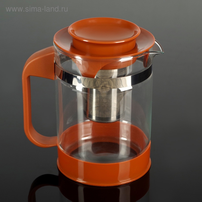 Чайник стеклянный заварочный &laquo;Шоколад&raquo;, 1,25 л, с металлическим ситом