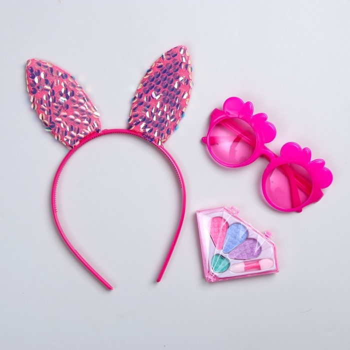 Карнавальный набор «Зайка» в наборе: ободок, очки, палетка теней Карнавальный набор «Зайка» в наборе: ободок, очки, палетка теней