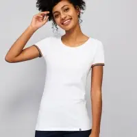 Футболка женская Rainbow Women, белая с ярко-синим, размер M