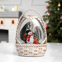 Фигура светодиодная &laquo;Снежная корзинка&raquo;, 20.3х15х9 см, музыка, батарейки ААх3 (не в комплекте), USB, свечение тёплое белое