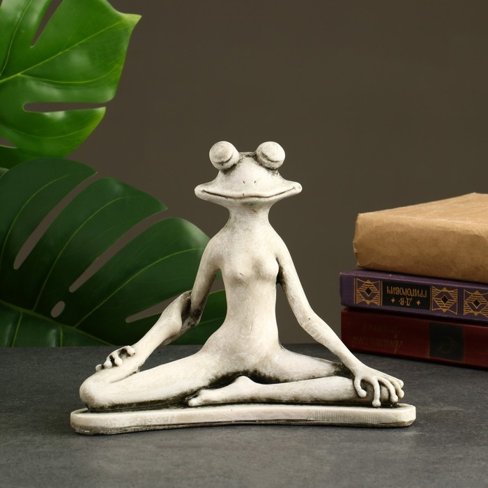Фигура "Лягушка йог лотос" 16х21х11см, серый камень