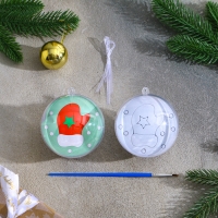 Ёлочное украшение под раскраску &laquo;Варежка&raquo; размер: 8 см; 2 шт., кисть