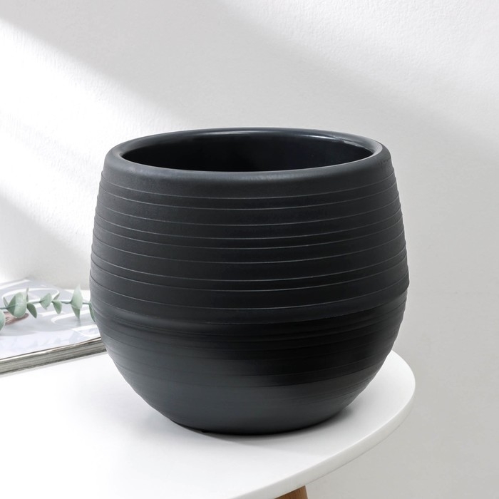 Горшок для цветов с поддоном &laquo;Япония&raquo;, 2 л, цвет графитовый