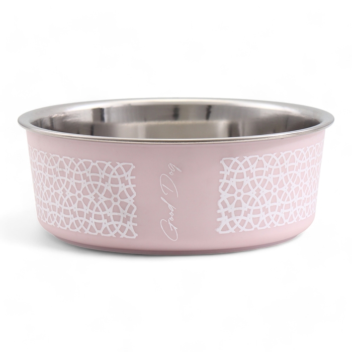 Миска с силиконовым основанием Миска с силиконовым основанием "Кружева", розовая, 500 мл