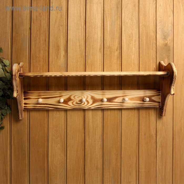 Полка вешалка большая, обожжённая, 6 крючков, 72&times;23&times;17 см