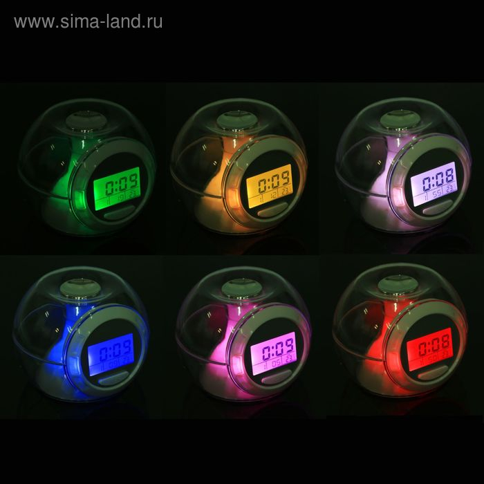 Будильник Luazon LB-06, 7 цветов дисплея, 6 мелодий, прозрачный Будильник Luazon LB-06, 7 цветов дисплея, 6 мелодий, прозрачный