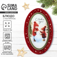Блюдо овальное новогоднее Дорого внимание &laquo;С Новым годом!&raquo;, 24,5 &times; 15 &times; 2 см, стекло