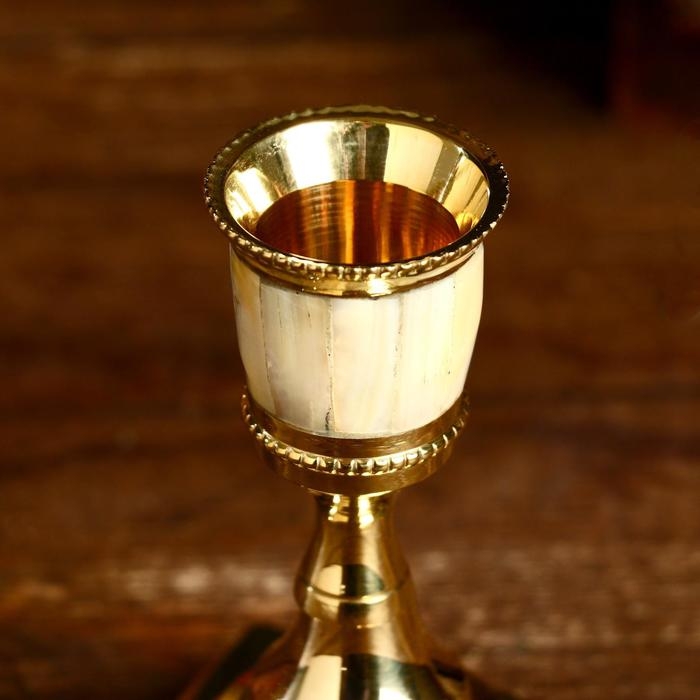 Подсвечник Подсвечник "Грааль" латунь, перламутр 7х7х11 см