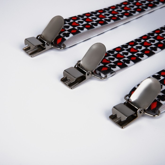 Подтяжки взрослые, ширина 2.5 см, цвет белый/красный/чёрный Подтяжки взрослые, ширина 2.5 см, цвет белый/красный/чёрный