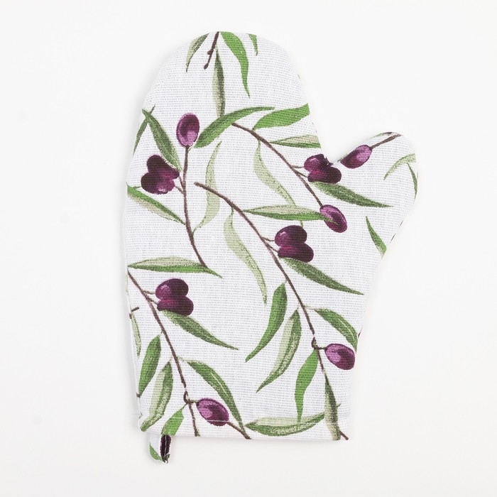 Набор кухонный Доляна Olives: варежка 20х27 см, прихватка 19х19 см, 100% хл Набор кухонный Доляна Olives: варежка 20х27 см, прихватка 19х19 см, 100% хл