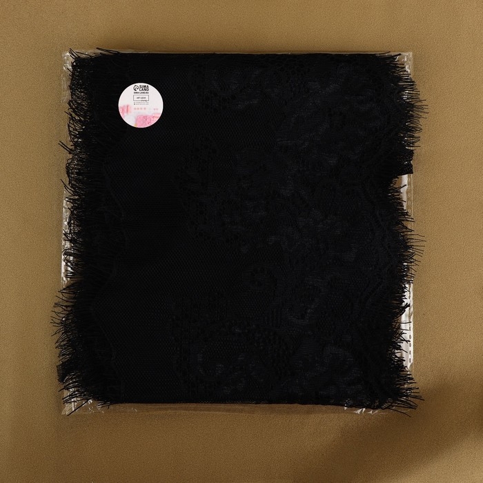 Кружево реснички, 160 мм &times; 3 &plusmn; 0,5 м, цвет чёрный