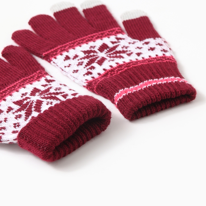 Перчатки сенсорные, цвет бордо, р-р 18 Перчатки сенсорные, цвет бордо, р-р 18