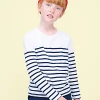 Футболка детская с длинным рукавом Matelot LSL Kids, белая с темно-синим, на рост 106-116 см (6 лет)