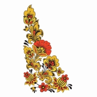 Термотрансфер &laquo;Хохлома цветы&raquo;, уголок справа, 20 х 35 см, набор 10 шт.