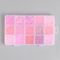 Бисер стекло 6/0, 8/0, 12/0 в шкатулке "Розовый" стеклярус 15,5х9,5х1,6 см Бисер стекло 6/0, 8/0, 12/0 в шкатулке "Розовый" стеклярус 15,5х9,5х1,6 см