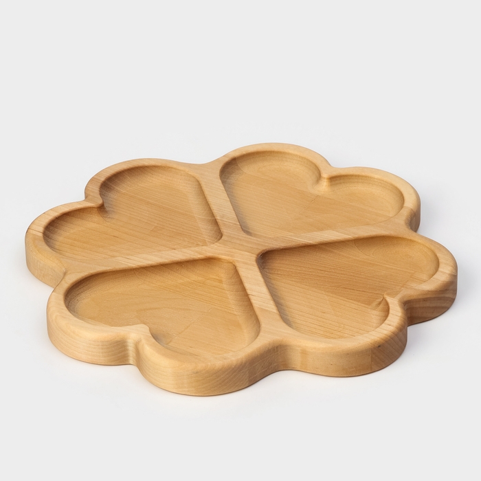 Менажница деревянная авторская Adelica &laquo;Сердце&raquo;, 22&times;22&times;1,8 см, пропитана минеральным маслом, берёза