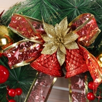 Венок новогодний d- 37 см "Уютная сказка" бант в клетку с колокольчиками