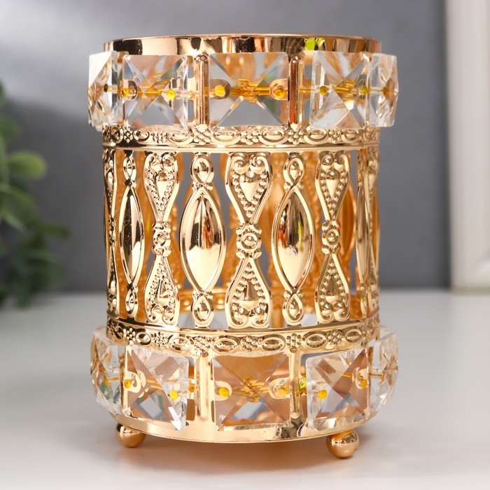 Подсвечник металл на 1 свечу Подсвечник металл на 1 свечу "Бесконечная любовь" цилиндр золото 13х9х9 см