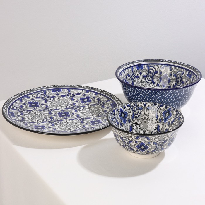 Тарелка керамическая Доляна &laquo;Дайра&raquo;, d=22 см, цвет синий